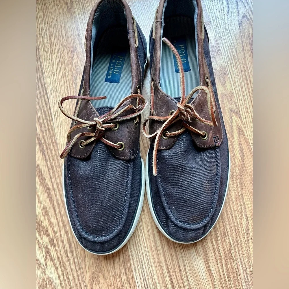 Ralph Lauren Polo Rylander boat shoes canvas/leather mens size 11.5 D